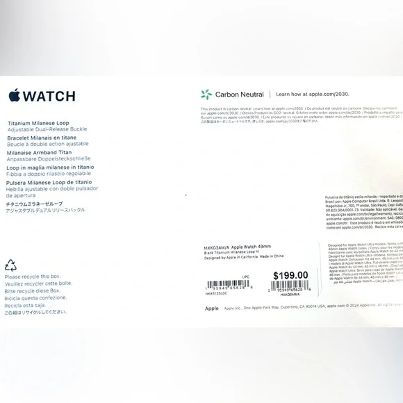 Apple iWatch 49mm BLACK Titanium Milanese Loop size "M",for Ultra 2, Sealed, New - Picture 3 of 9